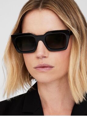 Anine Bing Black Indio Wayfarer Square Sunglasses